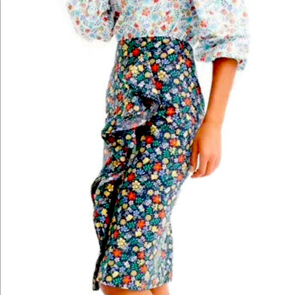 J Crew Liberty Ruffle Floral Skirt SZ 2